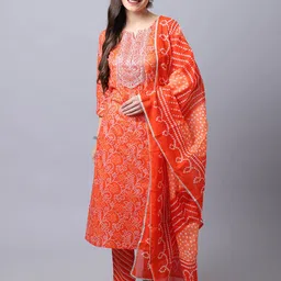 Roly Poly Ethnic Motifs Printed Thread Work Pure Cotton Kurta & Trousers With Dupatta-39