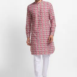 SARVAMOHAN Men Red Ethnic Motifs Printed Kurta with Pyjama-picture-33