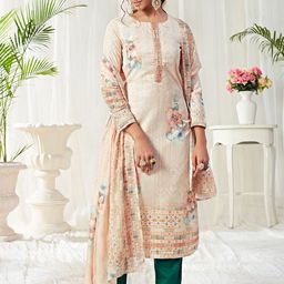 ALIZEH Ethnic Motifs Printed Sequinned Straight Kurta With Trousers & Dupatta-58