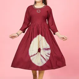 Aarika Girls Bandhani Dyed Regular Pleated Pure Cotton Kurta With Leggings-image-84