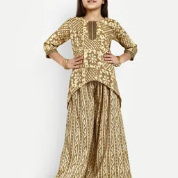 BAESD Girls Ethnic Motif Printed High Low Kurta with Palazzo-image-12