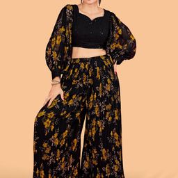 CHANSI Floral Printed Crop Top & Palazzos-image-33