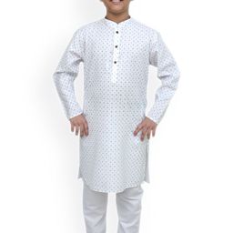 BAESD Boys Floral Printed Regular Linen Kurta with Pyjamas-picture-17