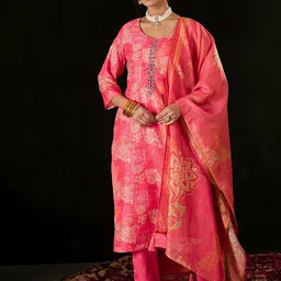 Anouk Floral Printed Straight Kurta with Trousers & Dupatta-image-43