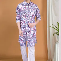 SHIWAM ETHNIX Graphic Printed Regular Kurta with Pyjamas & Nehru Jacket-picture-1