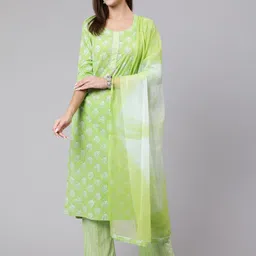 GLAM ROOTS Ethnic Motifs Printed Gotta Patti Pure Cotton Kurta Set-image-11