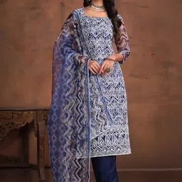 Sangria Embroidered Straight Kurta With Trouser & Dupatta-picture-21