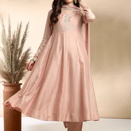MOKOSH Floral Embroidered Anarkali Kurta With Trousers & Dupatta-39