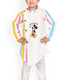 BAESD Boys Mickey Mouse Printed Band Collar Regular Pure Cotton Kurta With Pyjama-36