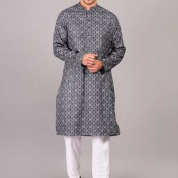 SG LEMAN Men Printed Regular Mirror Work Kurta with Pyjamas-picture-9
