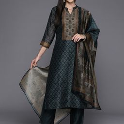 KALINI Ethnic Motifs Printed Regular Chanderi Silk Kurta With Trousers & Dupatta-42