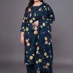 Tissu Floral Printed Kurta with Palazzos & Dupatta-17