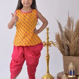Sangria Girls Printed Pure Cotton Kurti With Dhoti Pants-image-57
