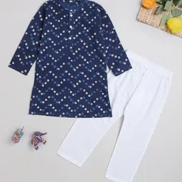 The Magic Wand Boys Geometric Printed Regular Pure Cotton Kurta With Pyjamas-36