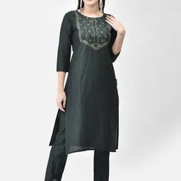 Span Yoke Design Straight Kurta With Trousers-19