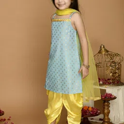 SAKA DESIGNS Girls Floral Regular Kurta with Dhoti Pants & With Dupatta-image-2