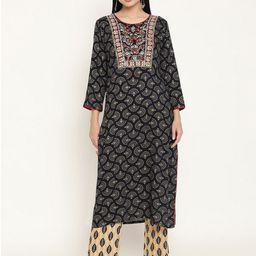 Be Indi Women Ethnic Motifs Yoke Design Straight Kurta Set with Trouser-picture-20