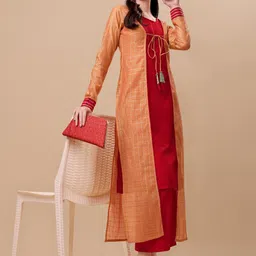 KALINI Women Ethnic Motifs Kurta & Palazzos With Chanderi Jacket-picture-19