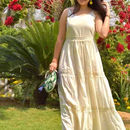 Thread & Button White Cotton Maxi Dress-19