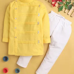 BAESD Boys Striped Band Collar Pleated Kurta Set-55
