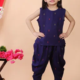 BAESD Girls Abstract Printed Round Neck Sleeveless Kurta with Dhoti Pants & Jacket-picture-33