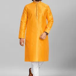 COCOI LIFESTYLE Woven Design Pure Cotton Kurta With Pyjamas-image-2