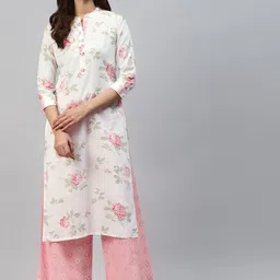JC4U Floral Printed Regular Pure Cotton Kurta with Palazzos-picture-46