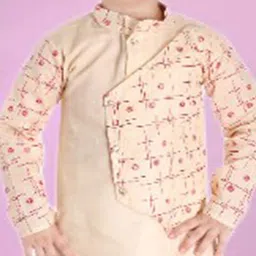 BAESD Boys Floral Printed Cotton Silk Kurta With Pyjama image 2