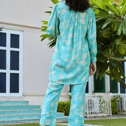 KARAJ JAIPUR Printed Shirt Collar Top With Trouser image 5