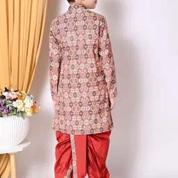 NFC CREATION Boys Ethnic Motifs Printed Regular Sequinned Dupion Silk Kurta & Dhoti Pant image 5