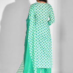 mokshi Floral Printed Pure Cotton Kurta & Palazzos With Dupatta image 4