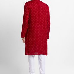 SARVAMOHAN Men Red Kurta with Churidar image 2