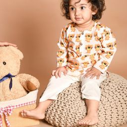 LIL PITAARA Unisex Kids Orange Printed Pure Cotton Kurta with Pyjamas-picture-56