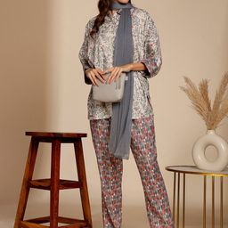 Anouk Floral Printed Top & Trousers With Dupatta image 5