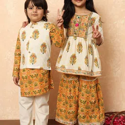 Readiprint Fashions Boys Floral Printed Pure Cotton Straight Kurta With Pyjamas-picture-10