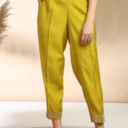 MOKOSH Embroidered Sequinned Straight Kurta With Trouser And Dupatta image 3