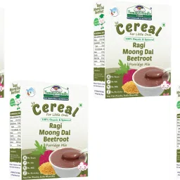 Organic Sprouted Ragi, Moong Dal, Beetroot Porridge Mix | 800g, (200g each pack) Cereal-14