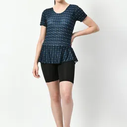 JMT Wear Printed Round Neck Short Sleeve Swimming Dress With Attached Shorts-image-55