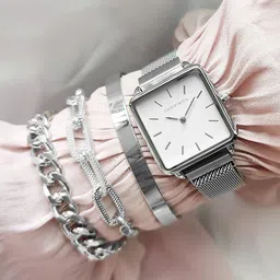 JOKER & WITCH Women Silver-Toned & White Watch Gift Set - JWBS429-image-83