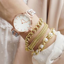 JOKER & WITCH Women White & Rose Gold-Toned Claire Watch Gift Set JWBS420-image-32