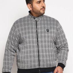 Men Checkered Bomber Jacket-image-46