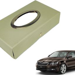 Chrom-Beige Tisue Box Leatherete-809 Vehicle Tissue Dispenser-image-2