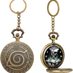 GT Gala Time Antique Pocket-Watch Anime Kakashi Print Dial Metallic Car Bike Key Chain Best Gifts for Anime Fans on Special Occasions Bronze Metal Pocket Watch Chain-image-52