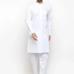 Men Cotton Blend Kurta Churidar Set-image-1