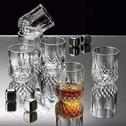 (Pack of 6) Crystal Cut Diamond Imported Whiskey Glasses , BARWARE for Scotch , Bourbon , Liquor , Vodka and Cocktail Drink Glass , Glass Set Wine Glass-image-9