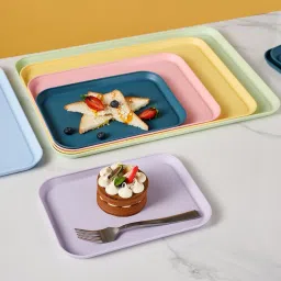 keshuenterprise rectangular colorful serving trays (25 Cm, Random, Pack of 2) Tray image 5