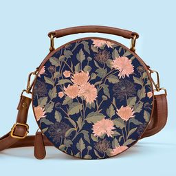 Kalankit Floral Printed Vegan Leather Structured Crossbody Sling Bag-32