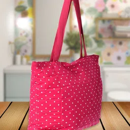 Kuber Industries Pink Set Of 2 Printed Shopper Shoulder Bag with Quilted-13