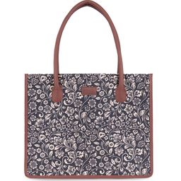 ZOUK Floral Printed Structured Jute Handheld Bag-image-11