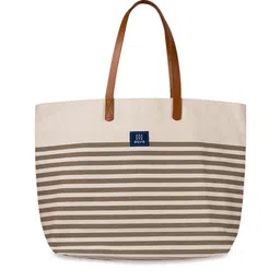 AQVA Brown Striped Shopper Cotton Shoulder Bag-58
